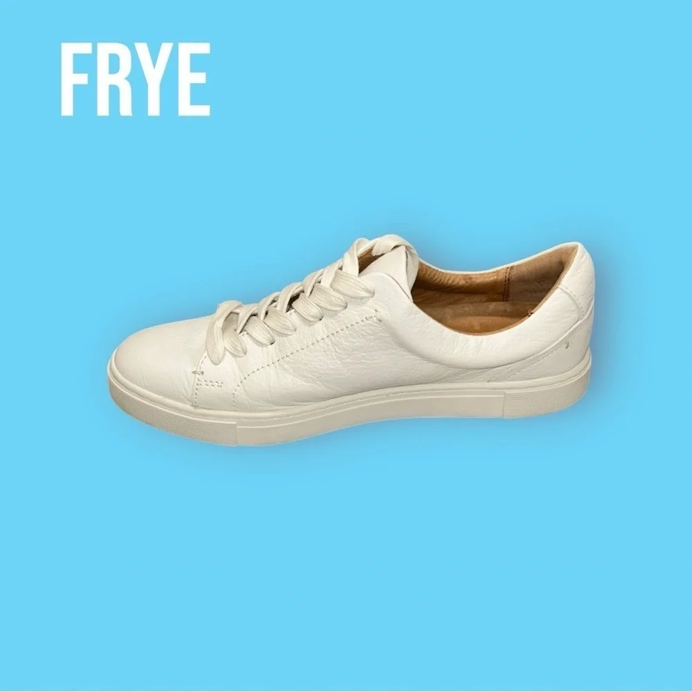 Frye Women's Tumbled Leather Ivy Low Lace Sneakers White Size 9 M